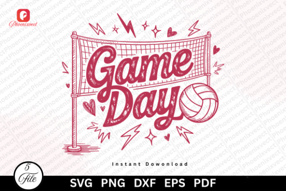 Retro Volleyball Game Day Mom SVG PNG